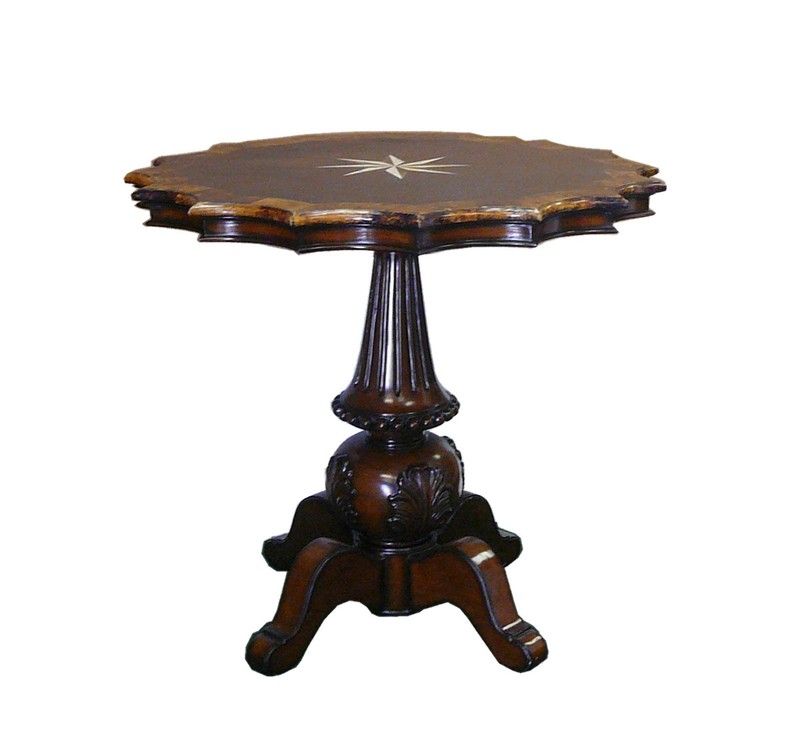 Antique Star Shape Marble Wood Mix Pedestial Table cs960