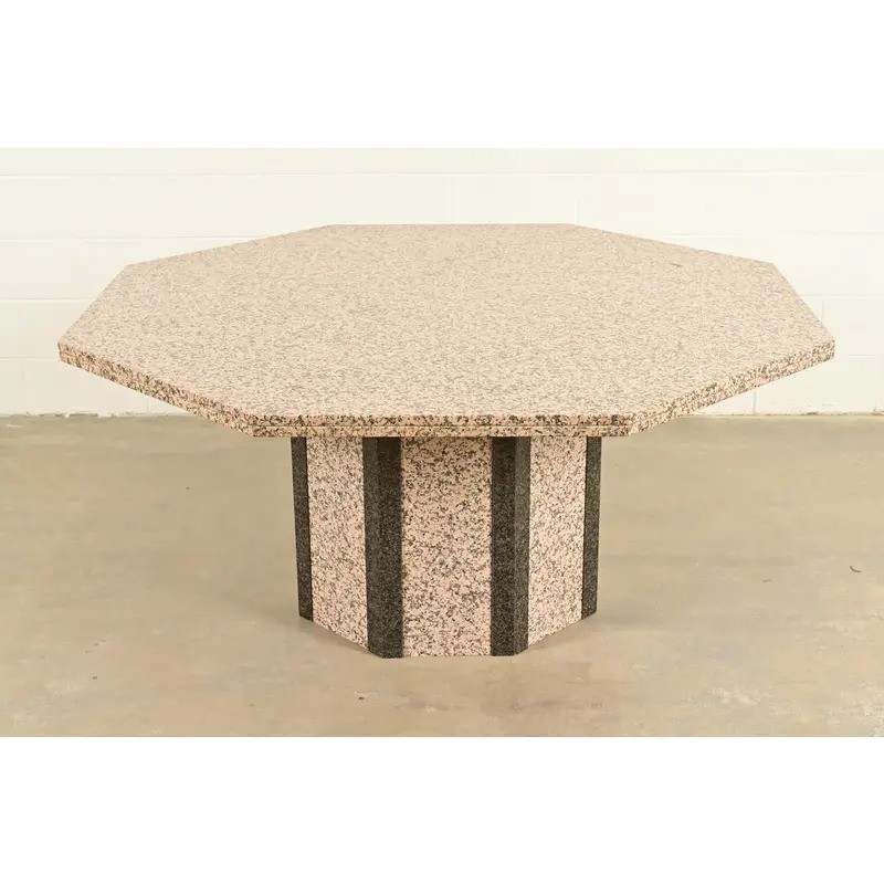 Modern Italian Granite Pedestal Dining Table in the Manner of Ello, Circa 1980s