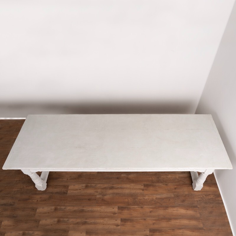 Vintage Long Refectory Dining Table Painted Gray from France gallery