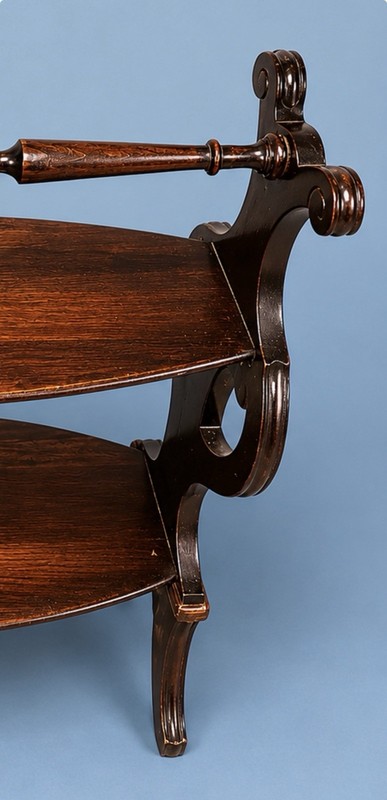 Antique Ribbon Mahogany Duncan Phyfe Style Lyre Accent Table Tea Scone Stand gallery