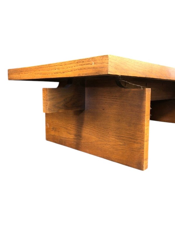 Large Mid Century Modern Lane Brutalist Oak Coffee Table gallery