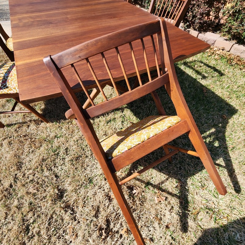 MCM Craddock Refinished Walnut Scissor Leg Table and 6 Chairs gallery