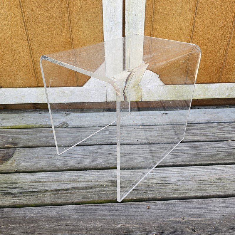 Vintage Curved Lucite Side Table