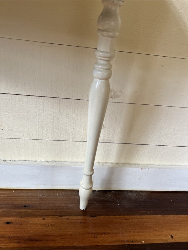 Antique Demi-Lune Console Table Solid Wood – Off White Painted – Turned Legs 24” gallery