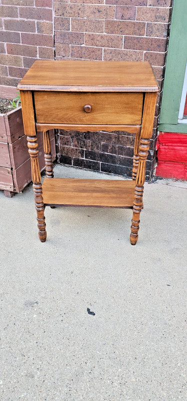 Primitive country antique end side accent night stand 2 tier table with drawer gallery