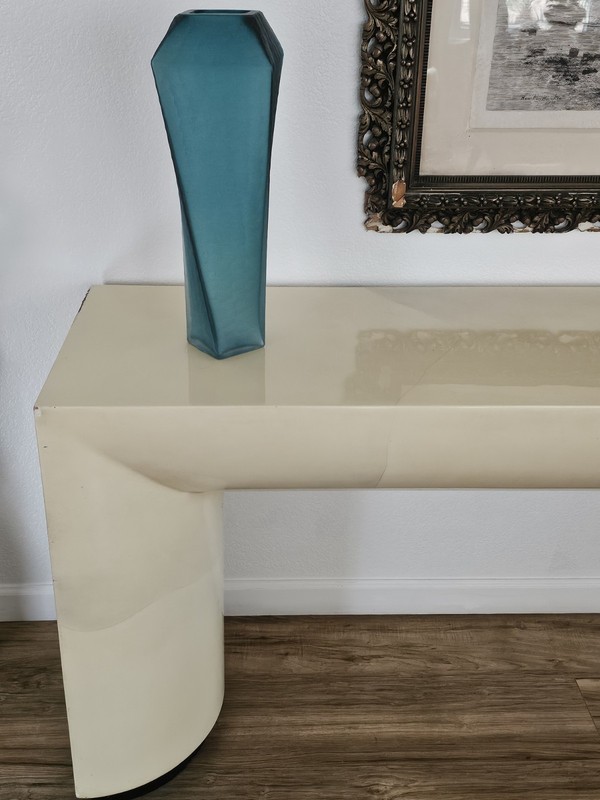 MCM Goatskin Long Chic Lacquered Console Table Karl Springer Style 72"x18"x30" gallery