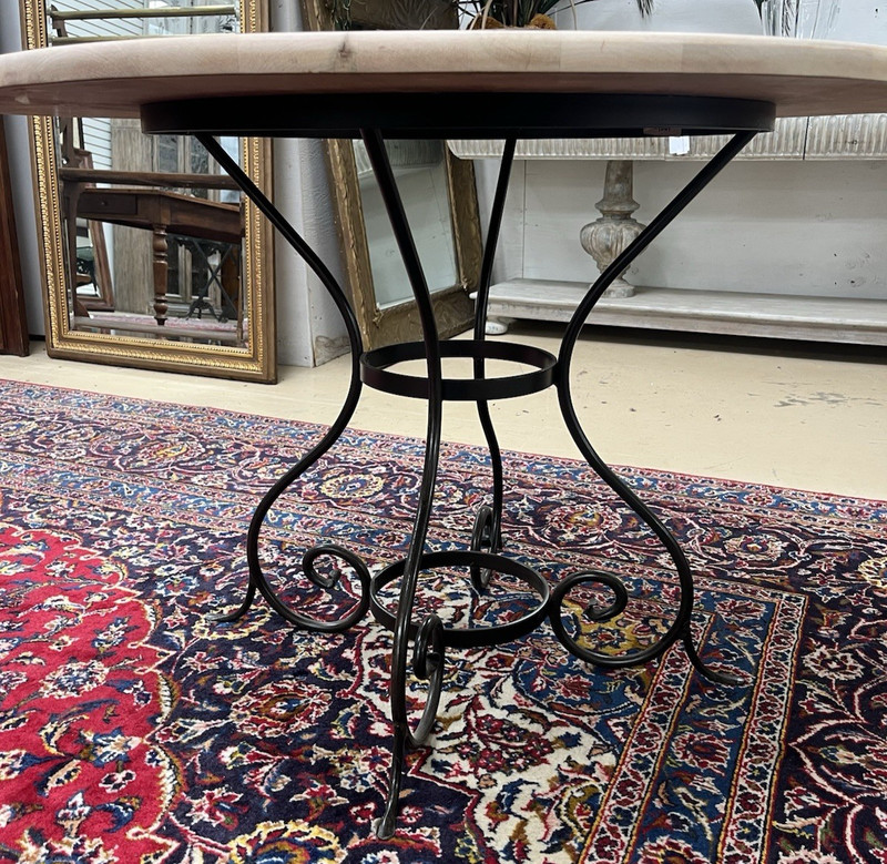 Charleston Forged Iron Scroll Base Round Breakfast/Accent Table w/ Wood Top 42" gallery