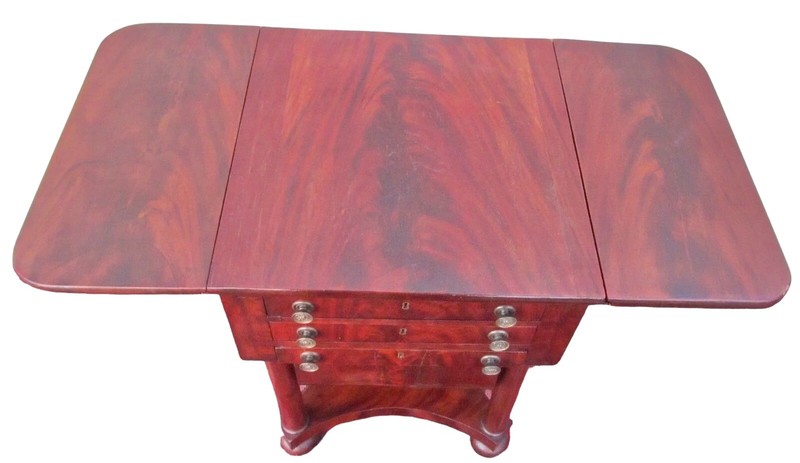 Antique Mahogany 3 Drawer Worktable / Sewing Stand | Attributed to Issac Vose gallery