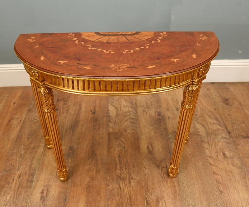 Pair Adams Console Tables Regency Demi Lune Hall Table Gilt gallery