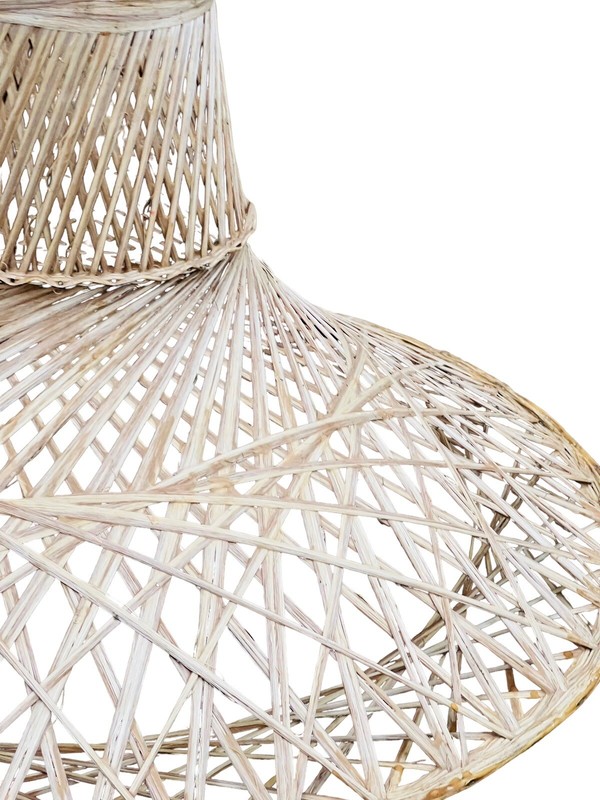 MCM Tall Wicker Table Base Rattan Fiberglass High Top White Beige gallery