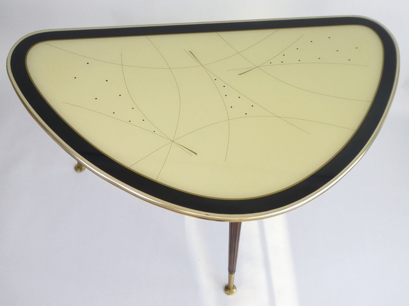 Large Vintage Kidney Shaped Coffee Table, Original Space Age Glass Table gallery