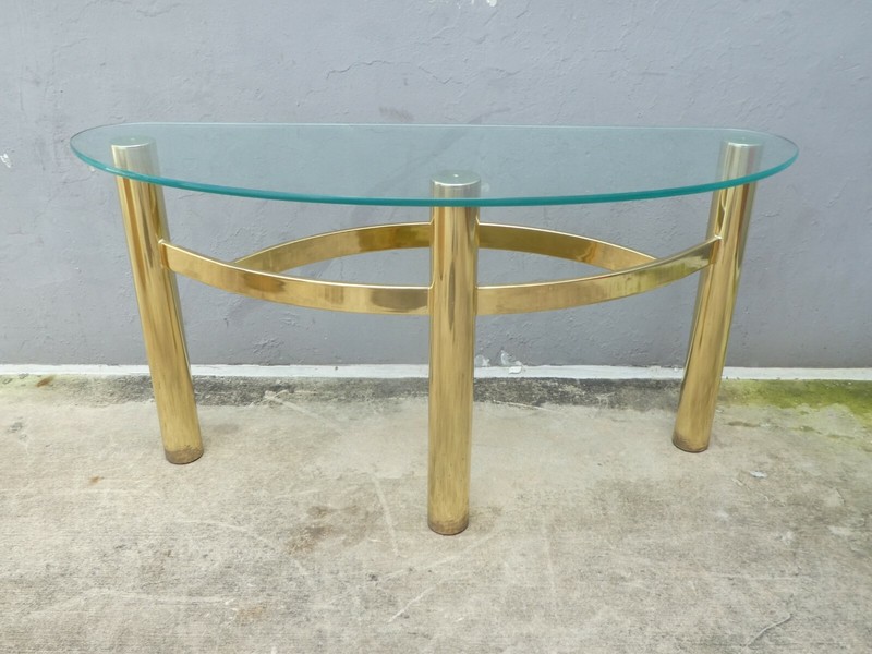 DIMINUTIVE 1970’S PACE BRASS CONSOLE TABLE