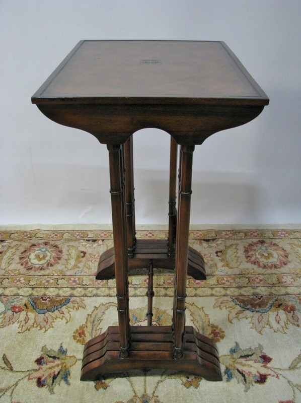 Theodore Alexander Set of 4 Georgian Style Mahogany Nesting Tables Faux Bamboo gallery