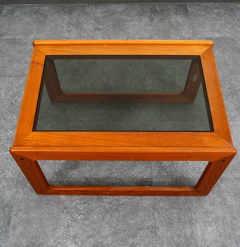 Mid Century Danish Modern End Table Teak Glass Side Nightstands Komfort Mcm gallery