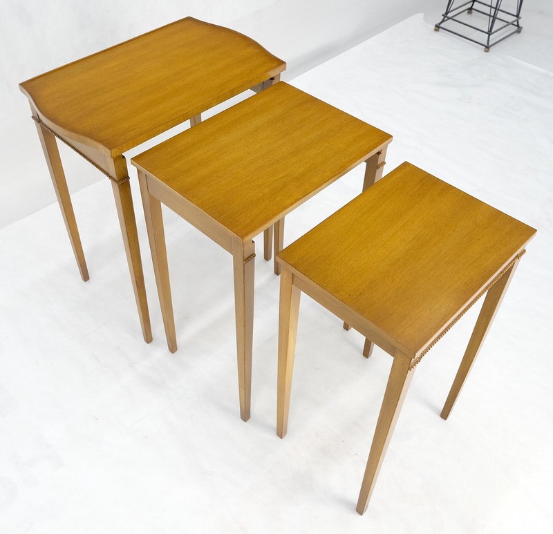 Light American Walnut Gallery Top Tapered Legs Federal Set of 3 Nesting Tables gallery