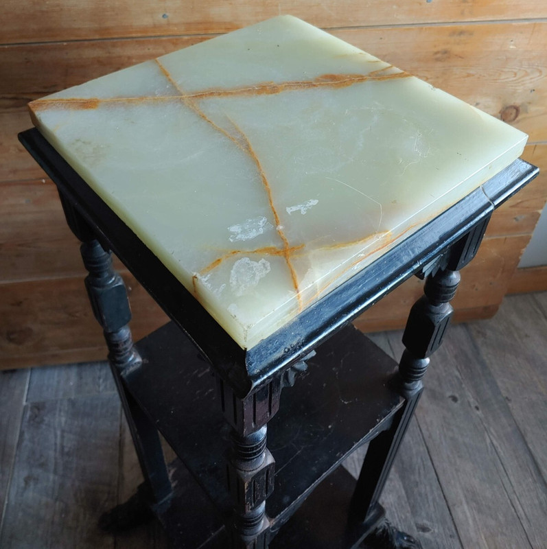 Antique Eastlake? Victorian 3-tier Plant Stand, Parlor Table with Marble Top gallery