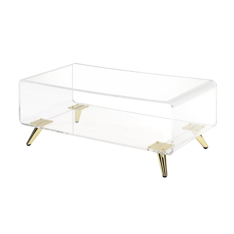 Colin Two-Tier Acrylic Coffee Table with Metal Frame