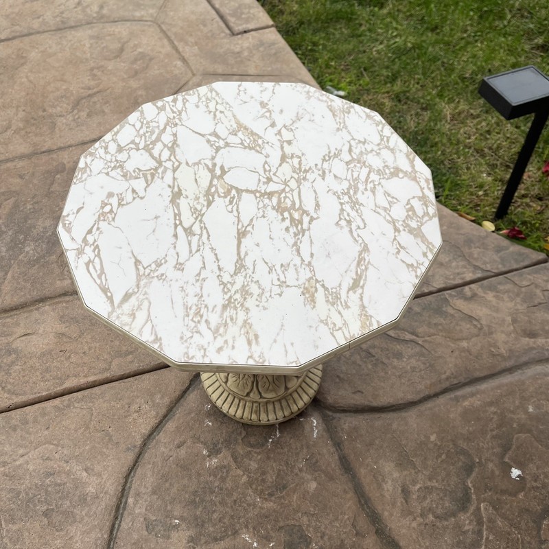 Vintage Faux Marble Table Cherub Base Stand Hollywood Regency Figural Cupid baby gallery