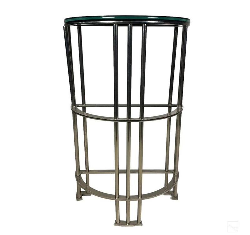 Demilune Console Table By Jean Michel Wilmotte Art Deco Chrome Black Glass Top