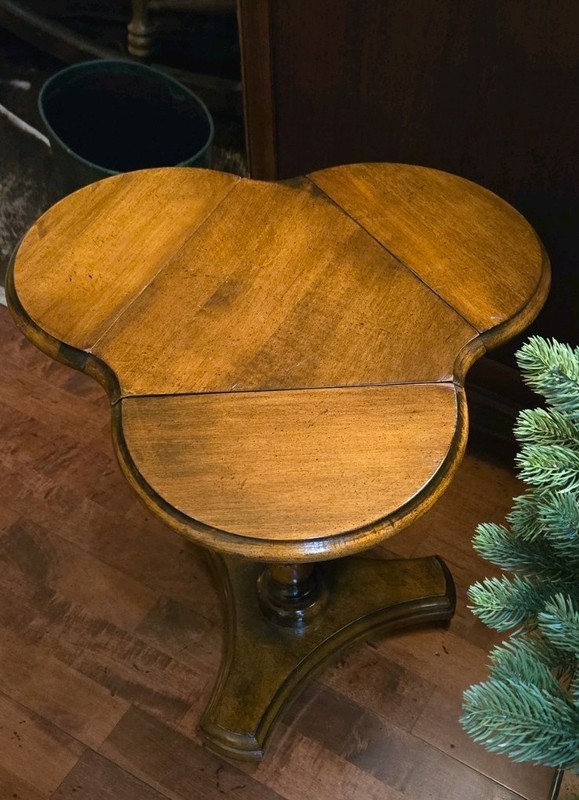 Antique wooden Mahogany Butler Table stand Clover Leaf tray Carved Early 19th gallery