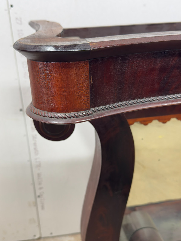 antique empire marble top pier table mirror mahogany classical 1830 scrolls gallery