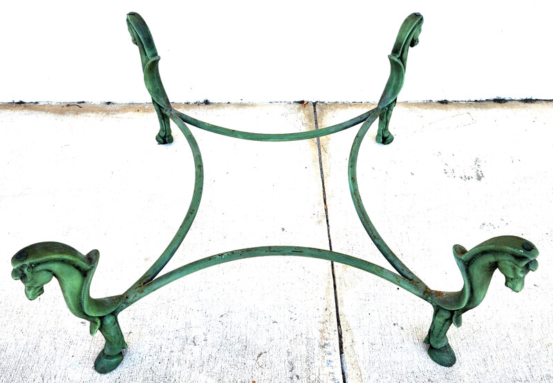 Horse Coffee Table Patinated Iron Hoof Footed Maison Jansen Style gallery