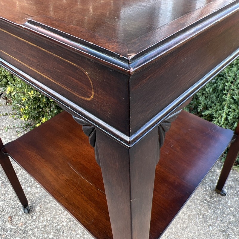 HENREDON Inlay Wood End Table 19x19x27 Wheel Inlaid Marquetry gallery