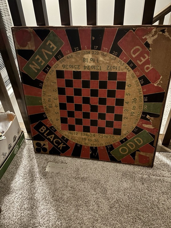 Vintage Antique Cardboard 5 In 1 Folding Game Table.