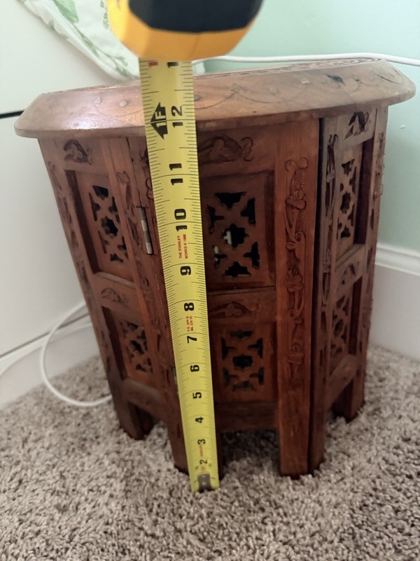 Vibtage Hand Carved Wooden Octagonale Table 12*12