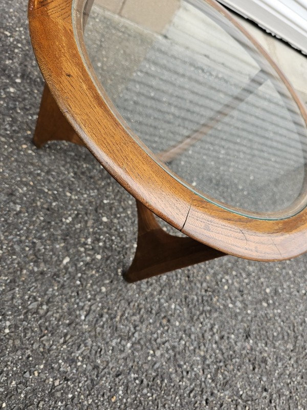 Adrian Pearsall Lane Mid Century Walnut Glass Sculptural Round Side End Table gallery