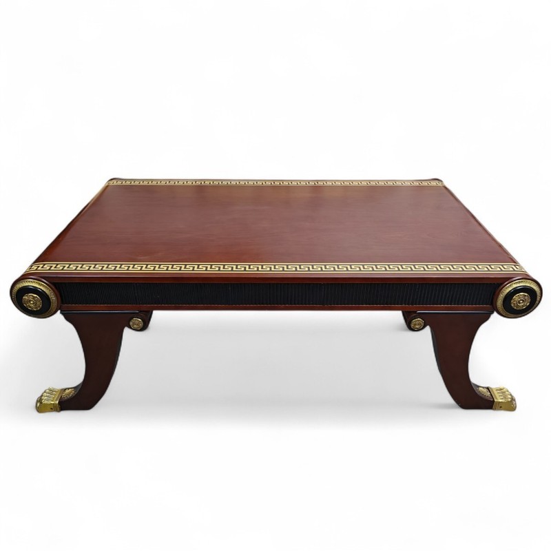 Luxury Italian Coffee Table - Gold Versace Design - Dark Wood gallery