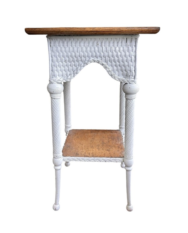 Antique Oak and Wicker Table Plant Stand gallery