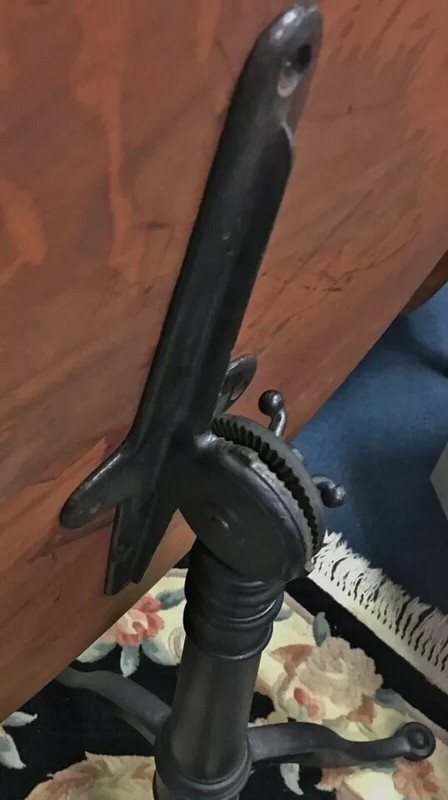 ANTIQUE WALNUT TILT TOP TEA OR WINE TABLE CAST IRON BASE LOCAL PICKUP NC gallery