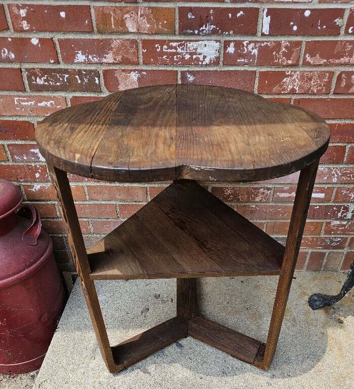 Vintage Oak Plant Fern Stand Table 2 Tier Clover Top Carved Floral Legs gallery