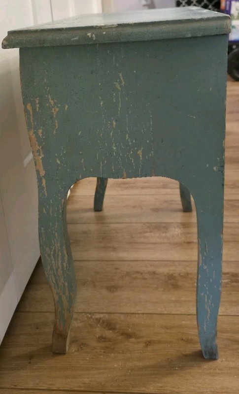Vintage Farmhouse Cottage Painted Wood Shabby Chic Accent Table 19"x20"x10" Blue gallery