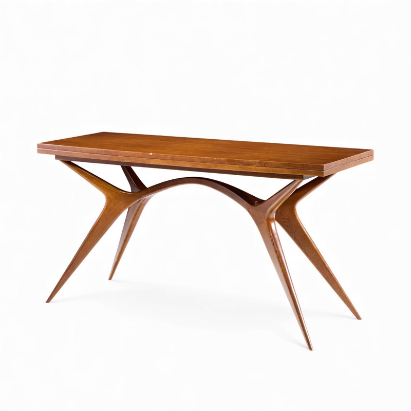 Giuseppe Scapinelli Mid Century Brazilian Walnut Console Flip Top Dining Table gallery