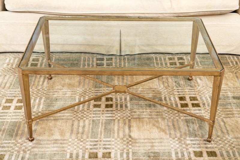 Vintage Gilt Wrought Iron Glass Top Coffee Table gallery