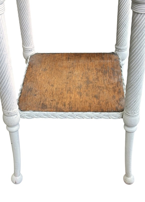 Antique Oak and Wicker Table Plant Stand gallery