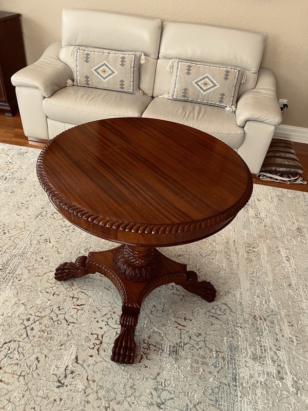 19c. American Federal Empire Mahogany Center Table With Paw Feet