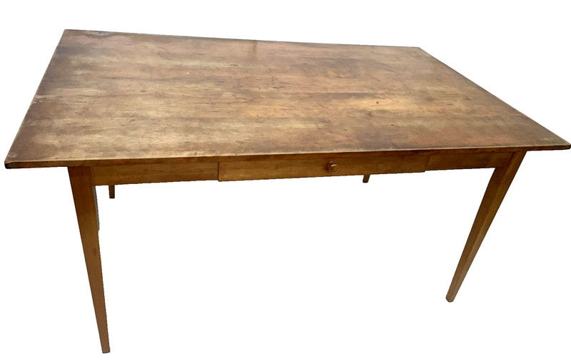 French Country Cherry Farm Table Scrub Top w Drawer Benchmade Asher & Benjamin