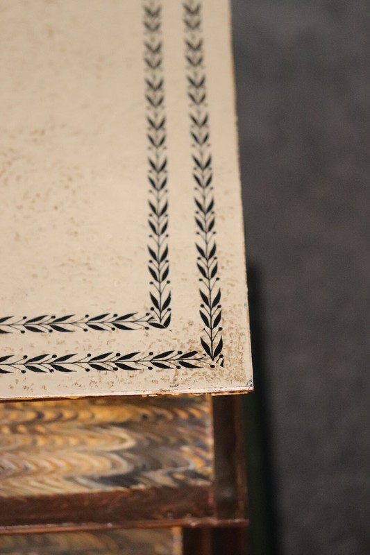 Italian Painted Tole Metal End Table Styled after Historic Literature Books gallery