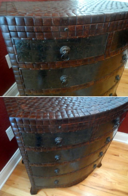 Maitland-Smith Coconut Commode Tooled Bronze, Patinated, Bronze Lion Handles gallery