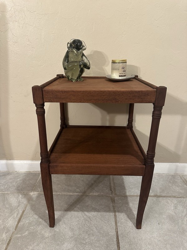 Antique Victorian Square Table two tier Solid Mahogany 17 X 25 In gallery