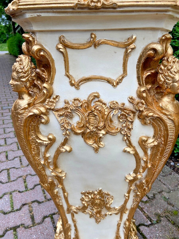 Pedestal Italian Baroque Cream Gold Display Column Vintage Decor Single Piece gallery
