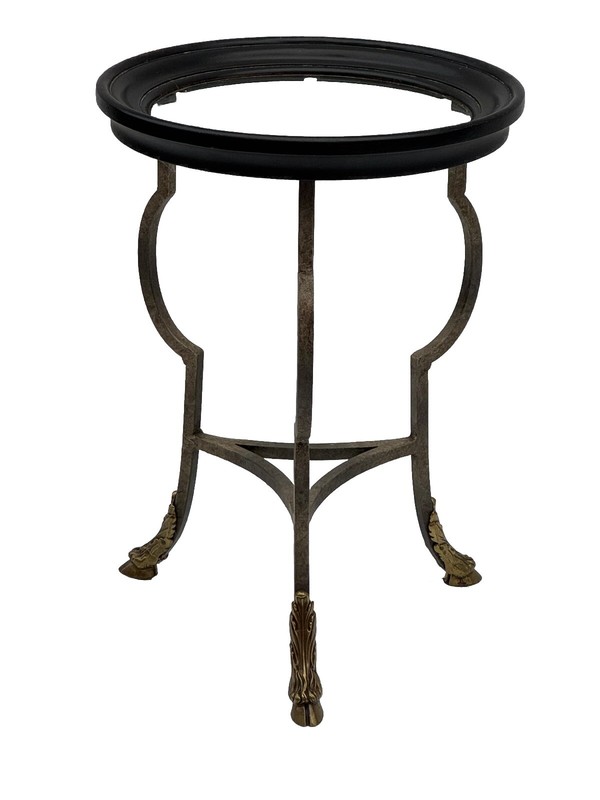 Vintage Mid-Century Modern Drexel Brass Hoof Drink 3-Legged Table