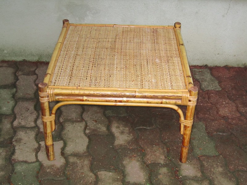 Square Bamboo, Rattan, and Wicker Coffee Table, Italy, 1960s Mid-Century gallery