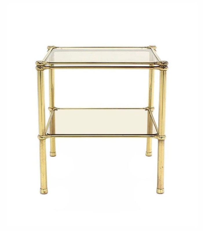 Unusual Brass Square Two-Tier Side or End Table gallery