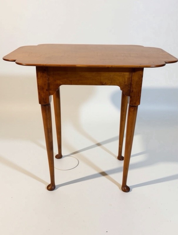 Eldred Wheeler Tiger Maple Queen Anne Tea Table Mid Century Modern gallery