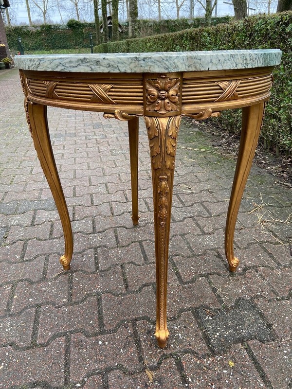 Side Table 19thC French Louis XVI Gold Leaf Marble Antique Decor gallery