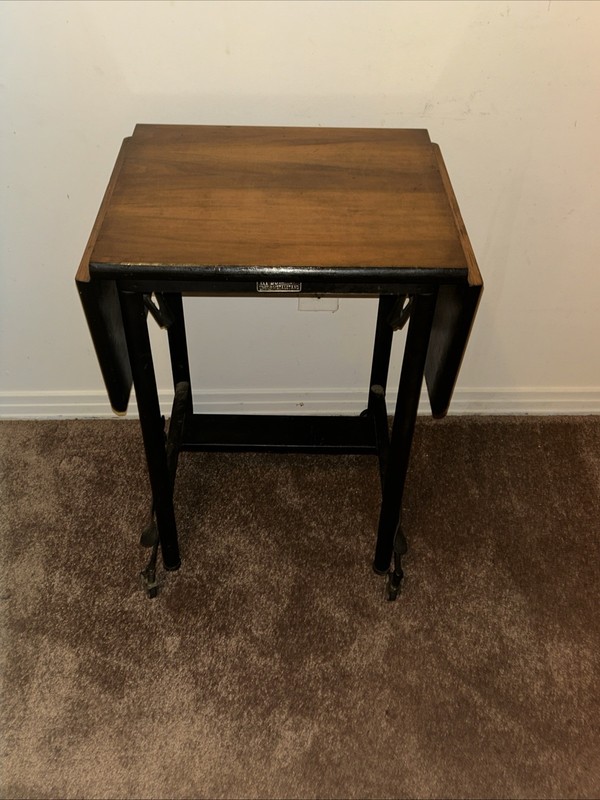 Vintage Drop Leaf Bar Cart Rolling Table Wood Top Foldable gallery